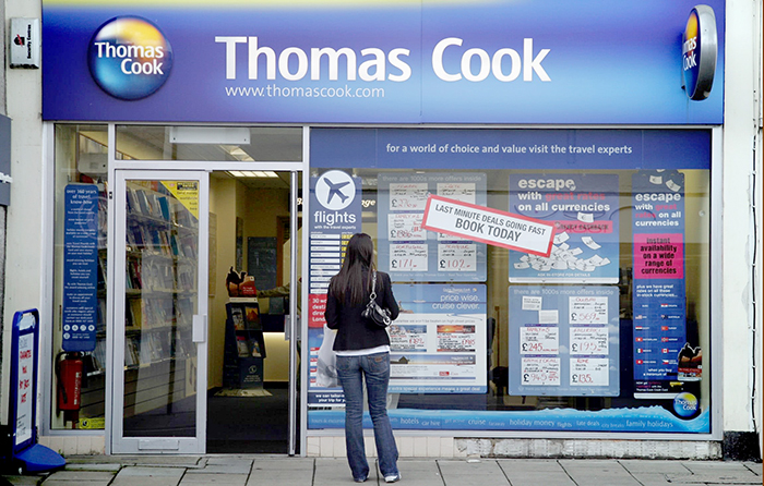 Gánh nặng chi phí cửa hàng đại lý du lịch Thomas Cook là nguyên nhân dẫn đến sự sụp đổ